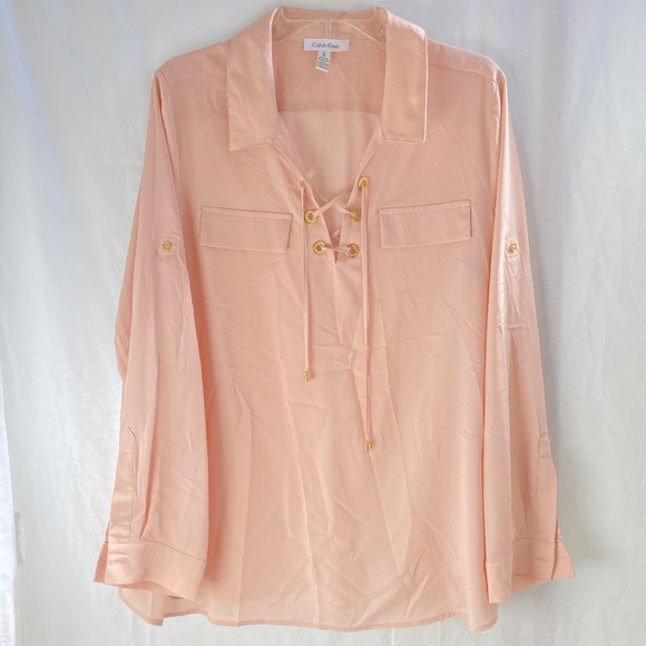 Calvin Klein Women's - Blush - Blouse w/ Gold Accents - Size: Large - Picture 3 of 10